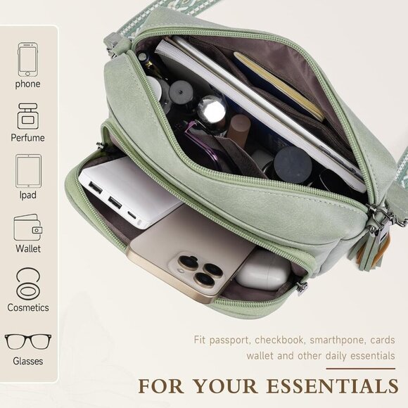 Vegan Leather Crossbody Bag Women Lightweight Tassel Butterfly Design - Picture 4 of 6